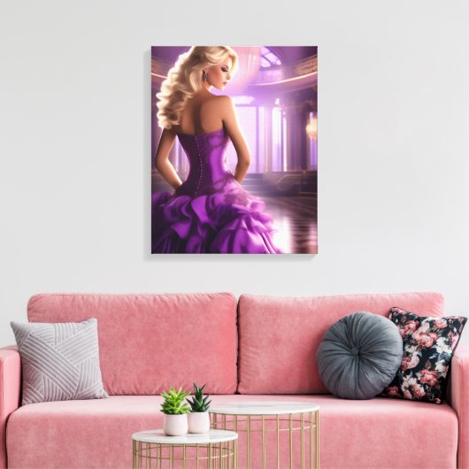 Paarse Balzaal Dame Canvas Afdruk (Insitu (Woonkamer))