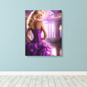 Paarse Balzaal Dame Canvas Afdruk (Insitu (Houten vloer))