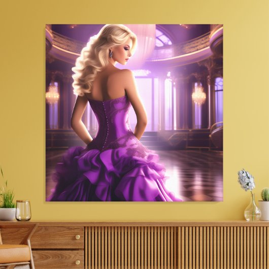 Paarse Balzaal Dame Canvas Afdruk (Insitu (Woonkamer))