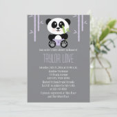 Paarse Bamboe Panda in het Baby shower Diapers Kaart (Staand voorkant)