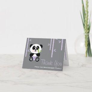Paarse Bamboo Panda Luier Baby shower Dank u Bedankkaart