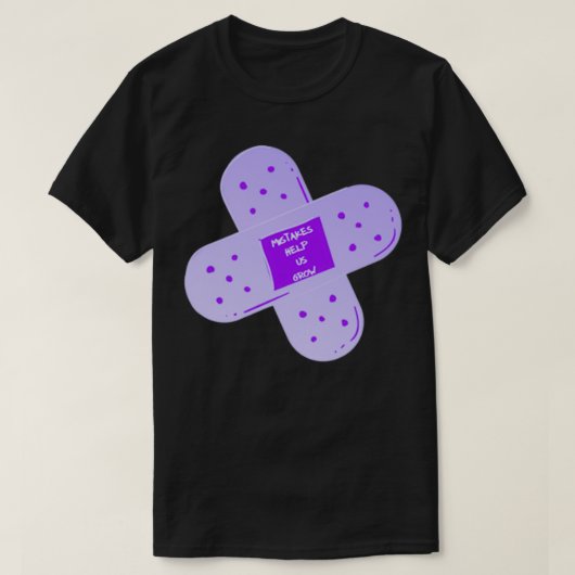 Paarse Bandaid Mistakes helpen ons groeien T-shirt (Design voorkant)