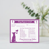 Paarse banner Silhouette Dog Grooming Report Kaart (Staand voorkant)
