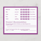 Paarse banner Silhouette Dog Grooming Report Kaart (Achterkant)