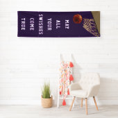 Paarse banner van het Basketbalteam (Insitu)