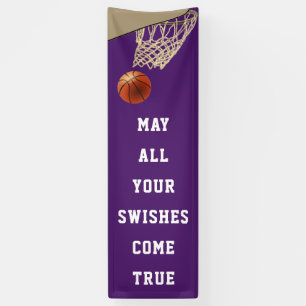Paarse banner van het Basketbalteam