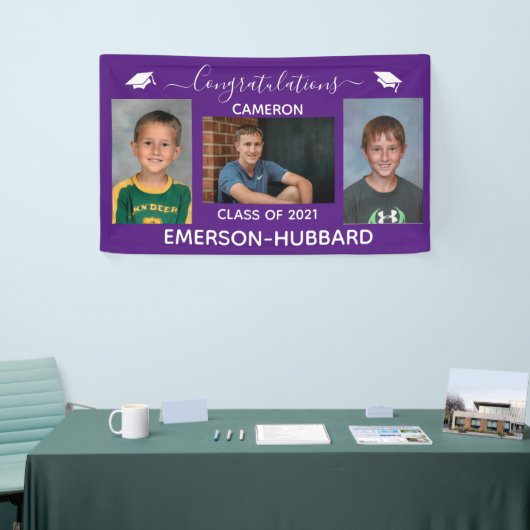 Paarse Banner voor Afstuderen op de middelbare sch (Beurs)