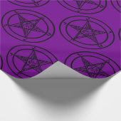 paarse baphomet pentagram halloween cadeaupapier (Hoek)