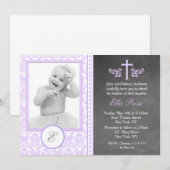 Paarse Baptisme Christening Uitnodigingen (Voorkant / Achterkant)