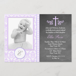 Paarse Baptisme Christening Uitnodigingen