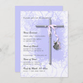 Paarse baptisme religieuze gemeenschap bevestiging kaart (Voorkant / Achterkant)