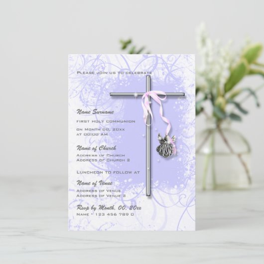 Paarse baptisme religieuze gemeenschap bevestiging kaart (Staand voorkant)