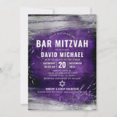 Paarse bar mitswa vet modern type zilverfolie kaart (Voorkant)