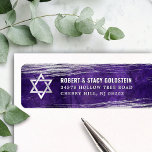 Paarse bar mitswa zilverfolie vet retouradres etiket<br><div class="desc">Wees trots, verheug en vier deze mijlpaal van je favoriete Bar Mitzvah wanneer je dit coole, unieke, moderne, persoonlijke label voor retouradressen gebruikt! Metallic zilverfolie penseelstreken en Star van David, samen met een gewaagde witte typografie, bedekken een rijke, donkere paarse ombre waterverf achtergrond. Pas de douanetekst met jouw naam en...</div>