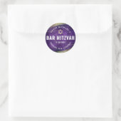 Paarse Bar Mitzvah Waterverf Goudfolie Modern Ronde Sticker (Tas)