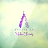 paarse Barber Razor Logo Business Raamsticker (Vel 3)