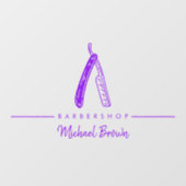 paarse Barber Razor Logo Business Raamsticker (Vel)