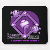 Paarse Baseball Cartoon Muismat (Voorkant)