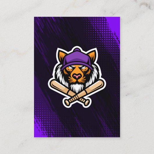 Paarse Baseball Trading Kaart Foto Baseball Logo Contactkaartje (Achterkant)