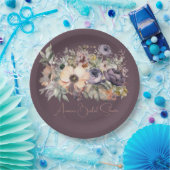 Paarse Basil Bloemen Boeket Douche Papieren Bordje (Feest)