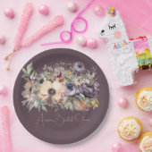 Paarse Basil Bloemen Boeket Douche Papieren Bordje (Feest)