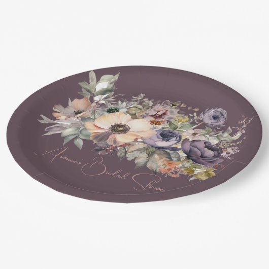 Paarse Basil Bloemen Boeket Douche Papieren Bordje (Gekanteld)