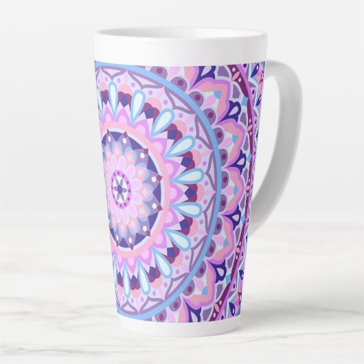 Paarse basis Mandala Latte Mok (Rechterhoek)