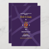 Paarse Basketbal Chic Minimaal Sport Bruiloft    Kaart (Voorkant / Achterkant)