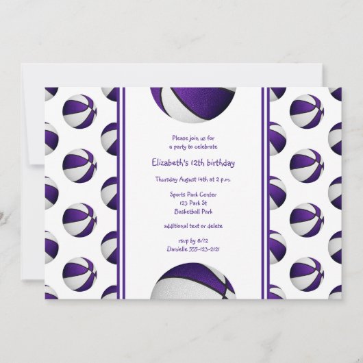 paarse basketbal voor meisjes kaart (Voorkant)