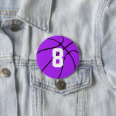 Paarse Basketball Custom Jersey Number of Letter Ronde Button 7,6 Cm (In situ)