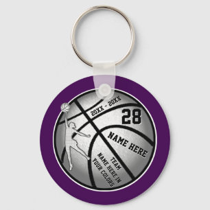 Paarse Basketball Gifts for Girls Basketball Team Sleutelhanger