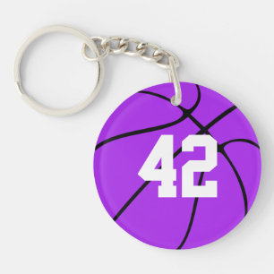 Paarse Basketball Jersey Number of Initiaal Sleutelhanger