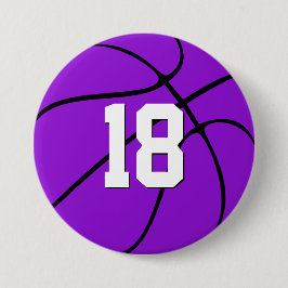 Paarse Basketball Player Number of Letters Sports Ronde Button 7,6 Cm