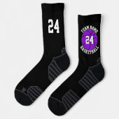 Paarse Basketball Player Team Name & Number Sports Sokken (Links)