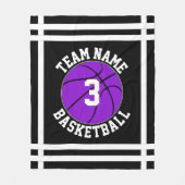 Paarse Basketball Team Name & Player Number Sports Fleece Deken (Voorkant)