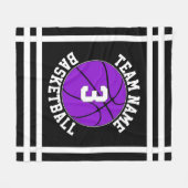 Paarse Basketball Team Name & Player Number Sports Fleece Deken (Voorkant (Horizontaal))