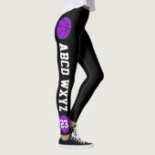 Paarse Basketball Team Name & Player Number Sports Leggings (Rechts)