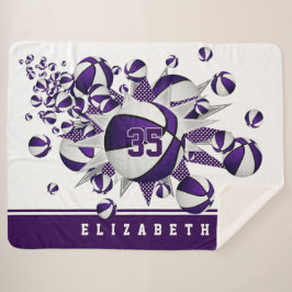 paarse basketballen sterren meisjes sportkamer sherpa deken