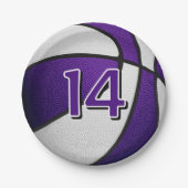 paarse basketbalwedstrijd papieren bordje (Voorkant)