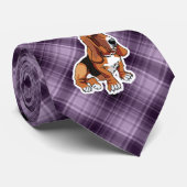 Paarse Basset Hound Stropdas (Opgerold)