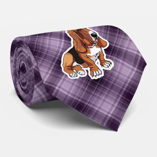 Paarse Basset Hound Stropdas (Opgerold)