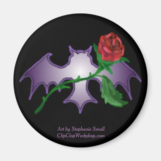 Paarse Bat met Roos Magneet (Voorkant)