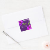 Paarse Bat Mitzvah Bold Modern Floral Waterverf Vierkante Sticker (Envelop)