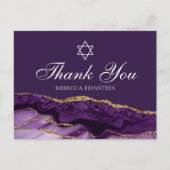 Paarse Bat Mitzvah Joodse Ster van David Bedankt Briefkaart (Voorkant)