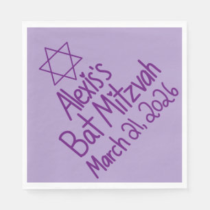 Paarse Bat Mitzvah-papieren servet op maat