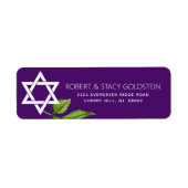 Paarse Bat Mitzvah Star of David Retouradres Etiket (Voorkant)
