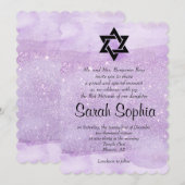 Paarse Bat Mitzvah, Waterverf, Violet, Glitter Kaart (Voorkant / Achterkant)