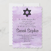 Paarse Bat Mitzvah, Waterverf, Violet, Glitter Kaart (Voorkant)