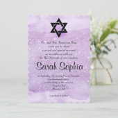 Paarse Bat Mitzvah, Waterverf, Violet, Glitter Kaart (Staand voorkant)