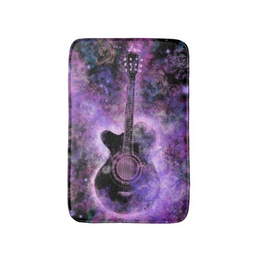 Paarse Bath Mat met Guitar Musical Modern Design (Voorkant Verticaal)